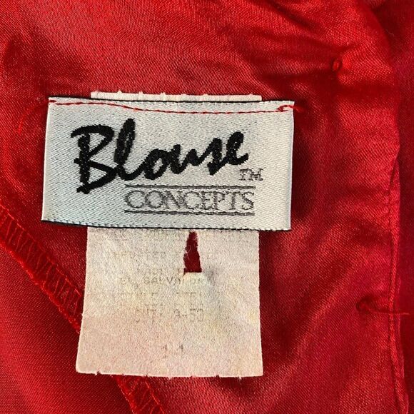 Blouse Concepts Red Pullover Blouse SZ 14 90’s - Picture 9 of 11